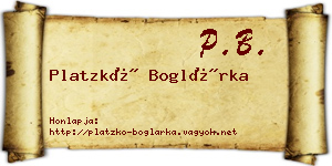 Platzkó Boglárka névjegykártya